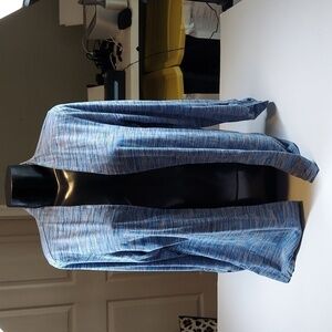 J. Jill Blue Gray Marled Open Cardigan Wrap Roll Sleeve Size L